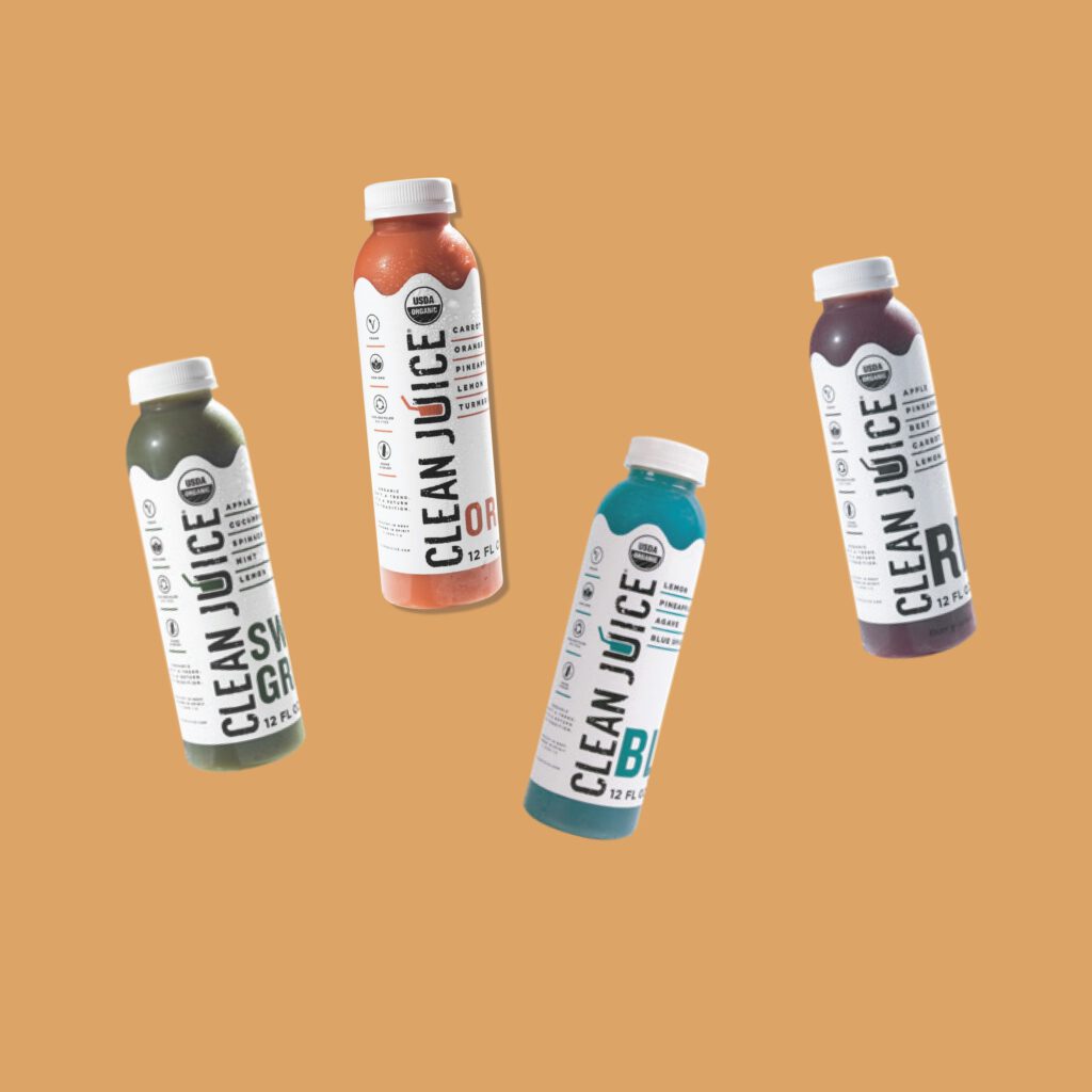 four types of clean juice cleanse bottles
